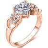18K Rose gold Plated Love Heart Cubic Zirconia Promise Halo Engagement Promise Eternity Valentine's Day Ring for Women Size 6-10