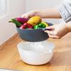 Double-Layer Plastic Drain Basket: Multi-Use Kitchen & Living Room Bowl for Washing Vegetables and Serving Fruit.