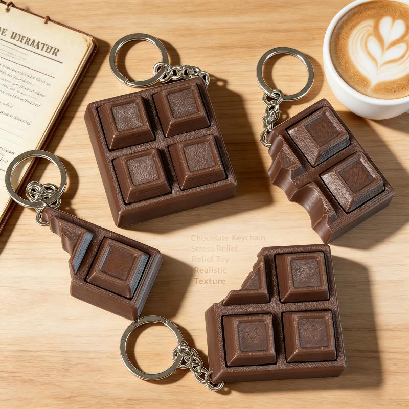 3D Chocolate Keyboard Fidget Keychain Decompression Finger Clicker Stress Relief