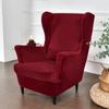 Velvet Wing Chair Cover Stretch Spandex Armchair Covers Removable Wingback Sofa Covers With Seat Cushion Cover Footstool Cover