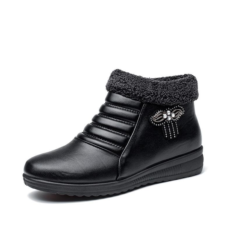Alte Pekinger Schuhe Baumwollschuhe Winter weiche Sohle rutschfest Mittel- und alte Damenschuhe ältere Lederschuhe Samt warm Schneestiefel