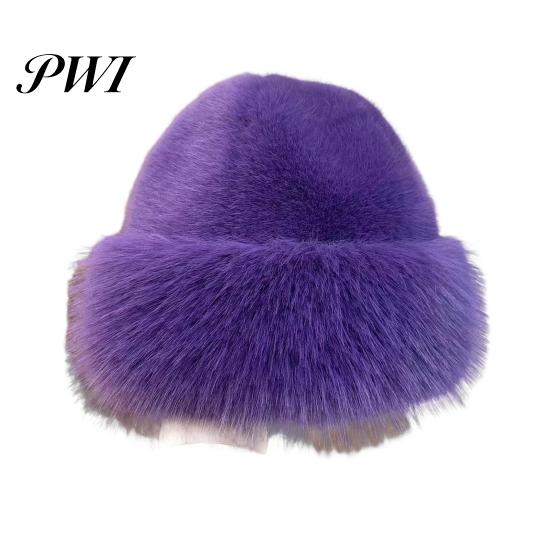 Protective Hairstyle Hat Women Winter Thick Plush Faux Fur Heat Retention Windproof Mongolia Style Knit Cap Bucket Solid Color Outdoor Cycling Skiing
