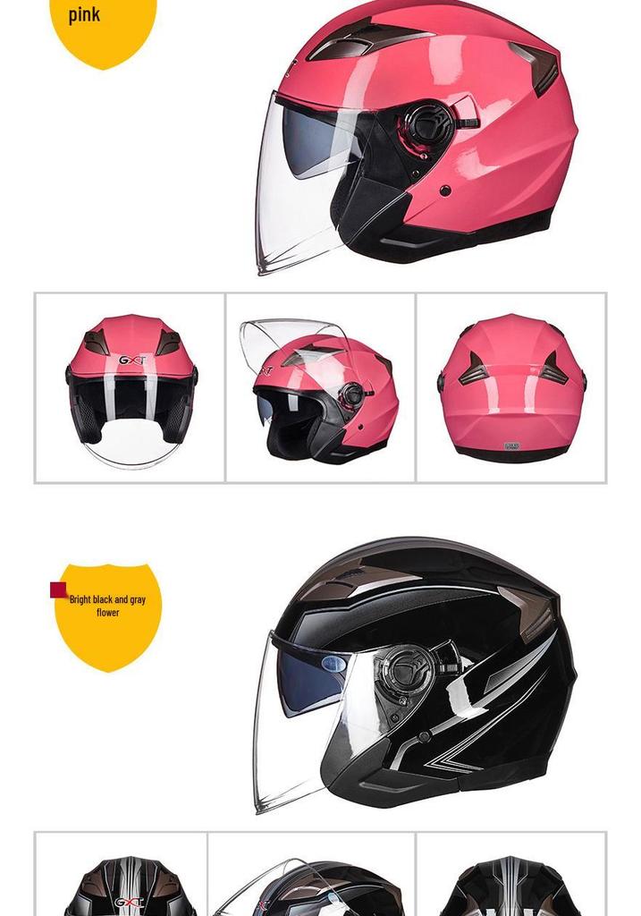 GXT708 Electric Scooter Helmet with Double Visor for Men & Women - All-Season Safety Half Helmet
