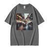 Funny Cat Stealing Fish Print Tshirts Men Women Clothing Vintage Casual Oversized High Quality T Shirt Short Sleeves Summer Tee