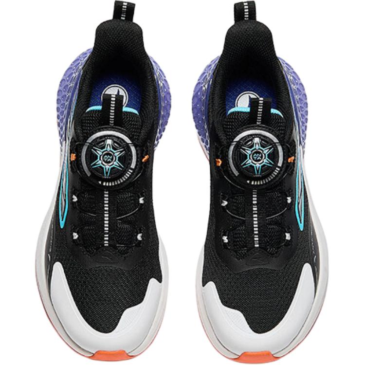 Anta Kids C37 Synthetic Leather Mesh Comfortable Versatile Lightweight Shock Absorption Low Top Running Shoes Men Running Shoes Black Blue A12445519-3