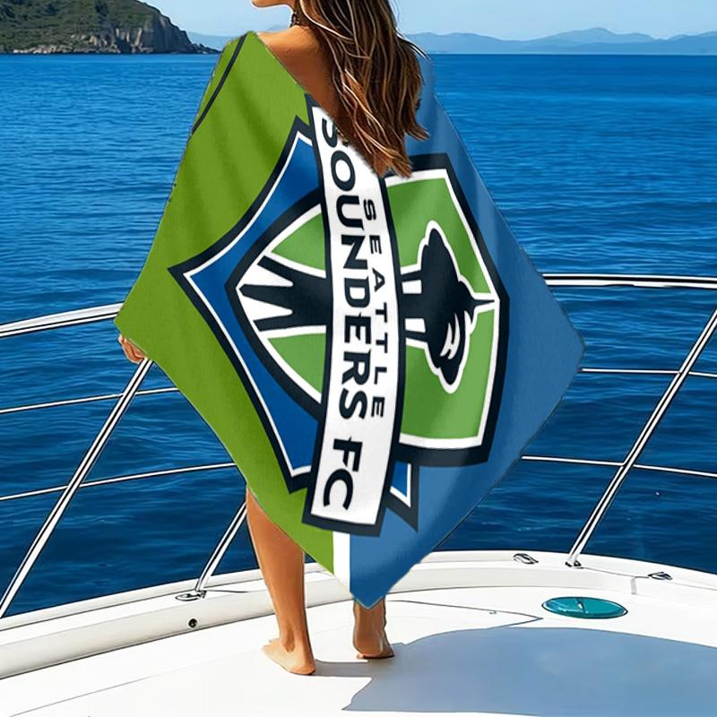 Strandtuch mit aufgedrucktem FC-Wappen, superweiche Mikrofaser, perfektes Geschenk zum Geburtstag, für Pool, Strand, Reisen, für Familie und Freunde