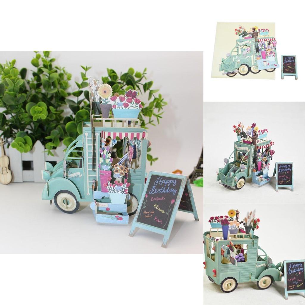 Beautifully Detailed 3d Mother's Day Card For Mum With Flower Van Theme