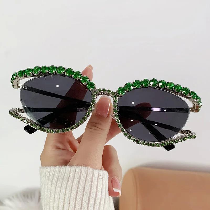 Designer Rhinestone Sunglasses For Women Luxury Brand Fashion Steampunk Men Eyeglasses Party Beach Shades Accessory