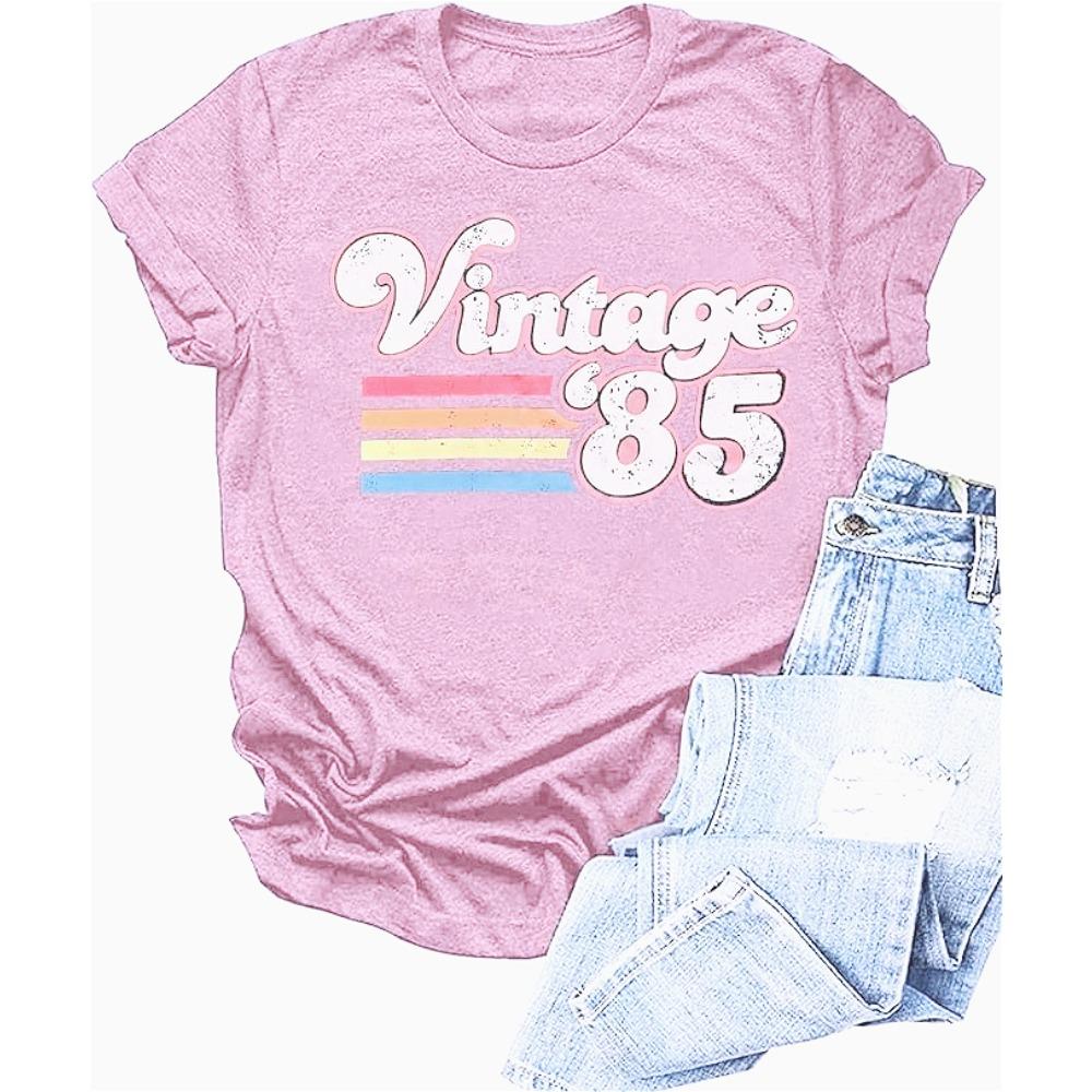 Vintage 1985 Shirt Women 40th Birthday Tshirt Fashionable Casual Summer Gift Shirts Woman Crewneck Cotton Short Sleeve