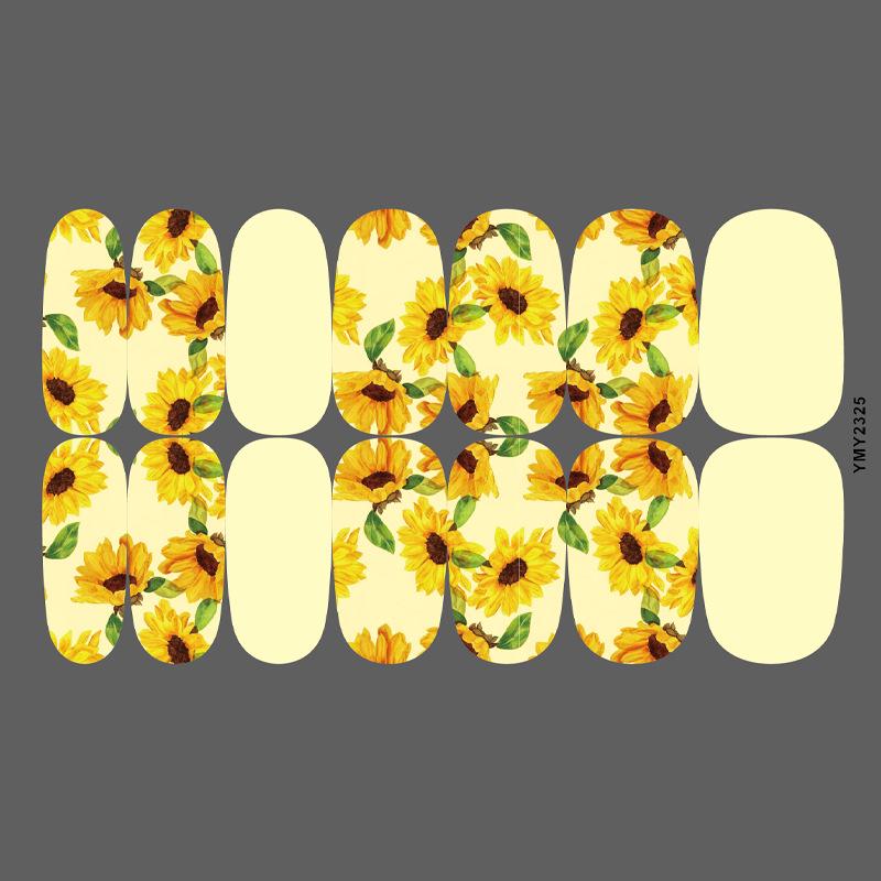Sunflower Waterproof Nail Art Stickers - Full Cover, Trendy European & American Style (YMY2318-2329)