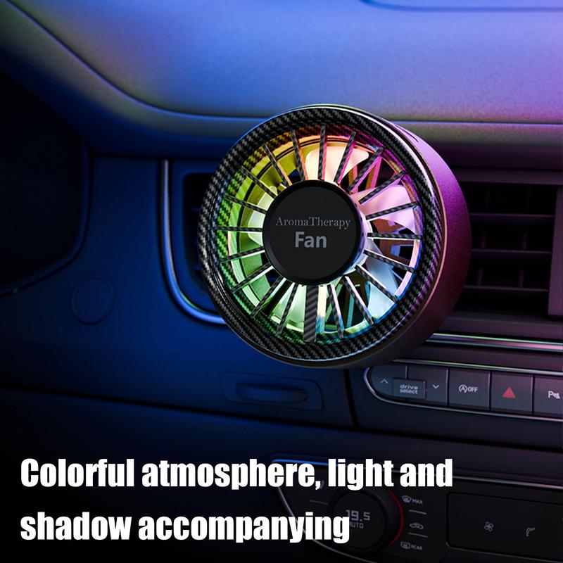 Car Vent Fan USB Car Fan For Air Vent Portable Cooler Device With Colorful Light Scent Decoration For Truck RV Van Room Home