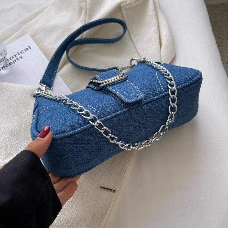 2023 Retro Fashion Women's Denim Chain Crossbody Shoulder Bag – Textured Versatile Underarm Style