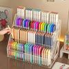 Stor kapacitet akrylpennhållare pennförvaringslåda skrivbordsorganisatör med fack för penslar pennor konstnärsmaterial