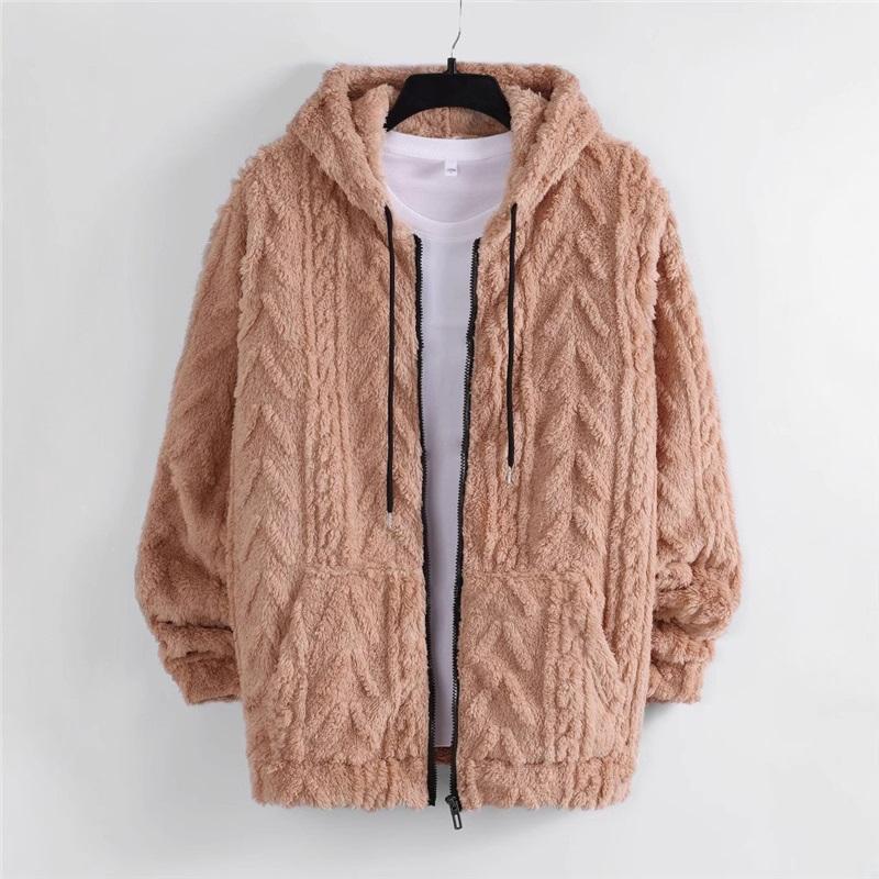 

Мужская однотонная флисовая куртка с капюшоном, куртка с длинными рукавами и застежкой-молнией, уютный теплый модный утепленный кардиган XXL хаки