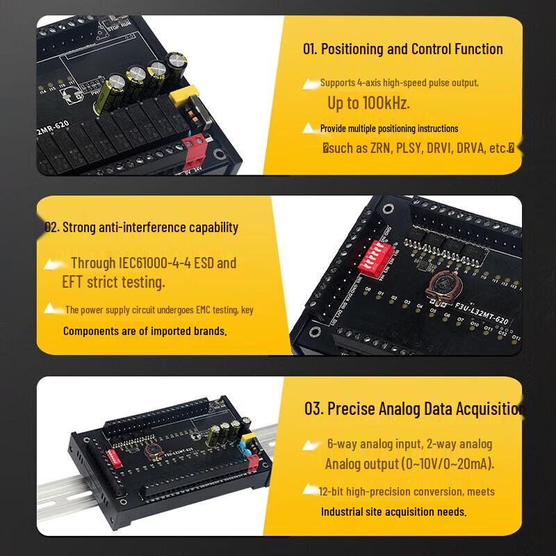 AIMOXUN Compatible Mitsubishi FX3U Series PLC Industrial Control Board with Analog