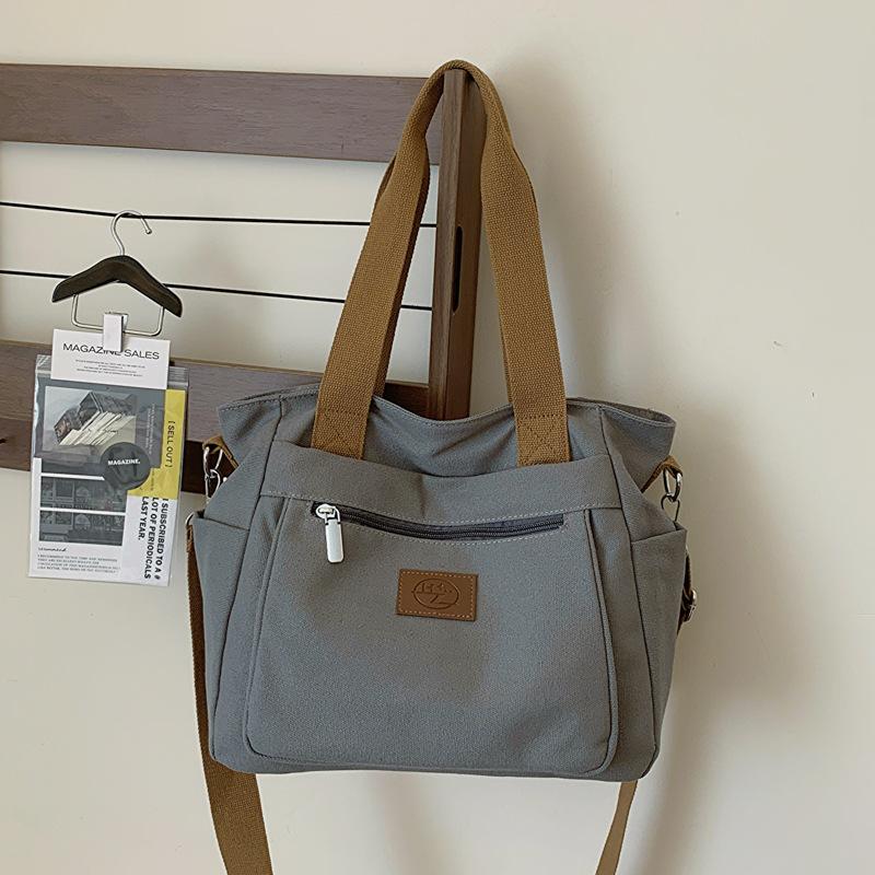 Borsa a Spalla da Donna Tendenza Moda Semplice Grande Capacità Borsa a Tracolla in Tela