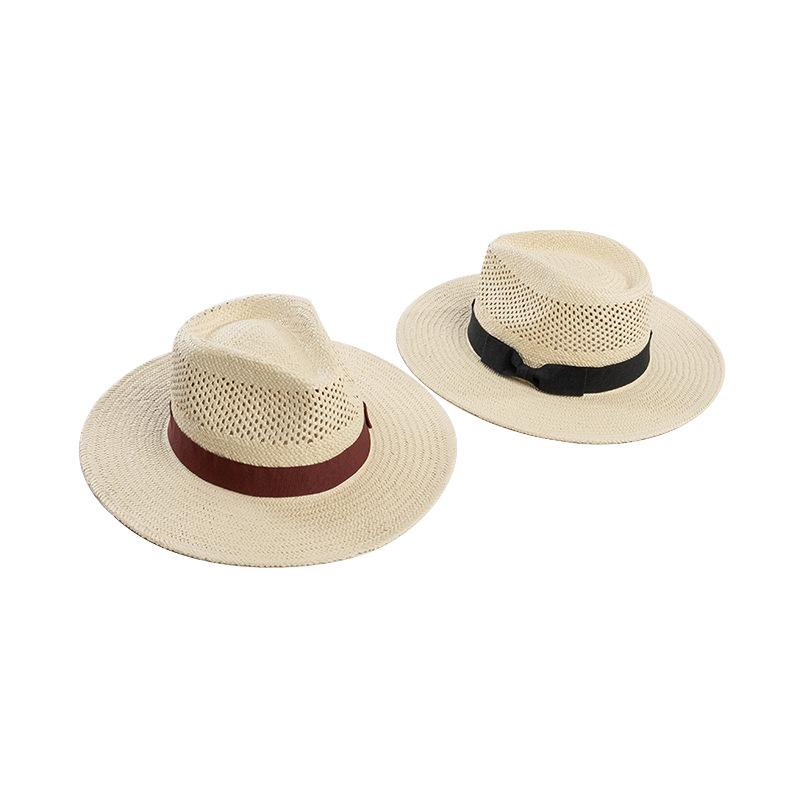 European and American style spring and summer fashion casual hand-woven hollow bow webbing Panama straw hat outdoor sun hat