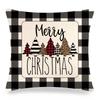 Christmas checkered pine theme Digital printing short plush pillow covers for car sofa office cushion cover home goods 60x60cm