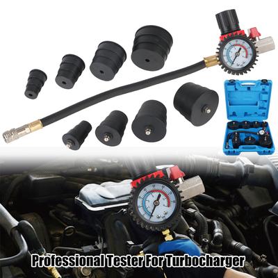 Auto Turbolader System Lecktester 90psi/6bar 9tlg/Set 1-3/8'' 35mm bis 3-1/2'' 90mm Adapter mit Manometer Automobil Wartungswerkzeug