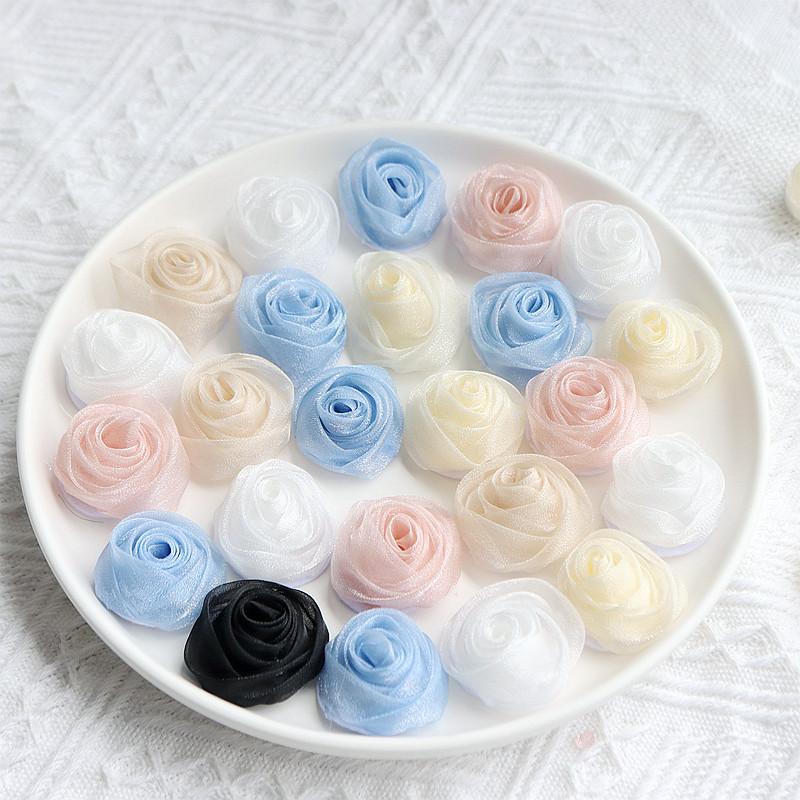 1Pcs Chiffon Artificial Flowers Heads 1CM Fake Flower for Home Decor Wedding Decoration Bridal Clothing Crafts Gifts Accessory