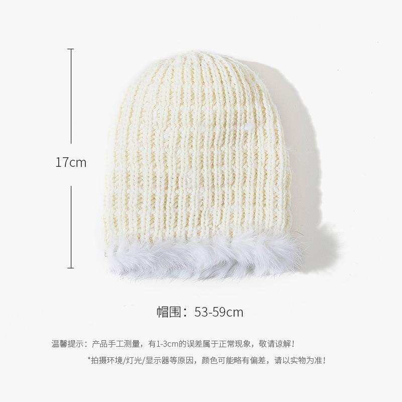 Real rabbit fur wool hat fashionable versatile warm and cold hat children winter big head circumference ear protection casual cover cold hat