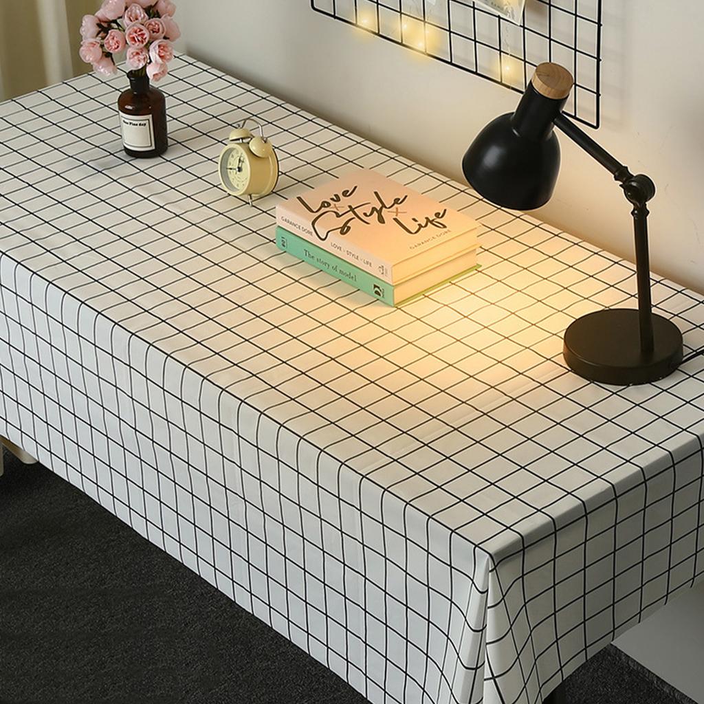 Table Cloth Waterproof Oil Proof Minimalist Fashionable Decorative White Plaid Tablecloth Table