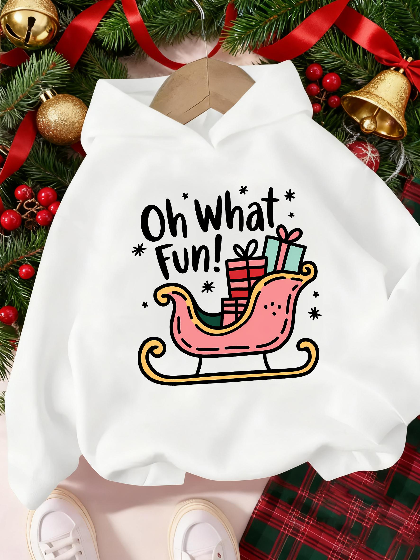 

A Simple And Casual White Hooded Sweatshirt With A Cartoon Sled Print Pattern For Boys In Autumn, Suitable For Daily Outings 100