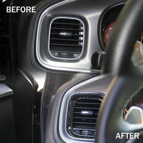 Carbon Fiber Style Dashboard Sides Air Vent Outlet Trim Cover For Dodge Charger