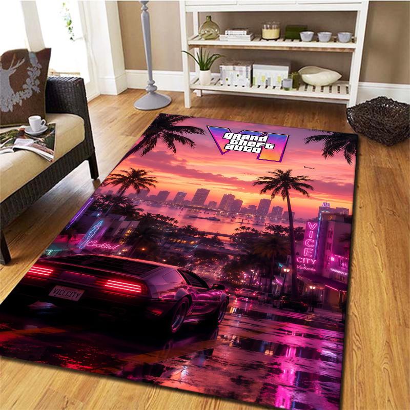Gta Vi Vice City Carpet Rug For Living Room Bedroom Home Sofa Decoration Kids Play Nonslip Floor Mat