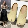 Baotou Half Slippers Women's Summer Wear 2025 New Maternity Shoes Wide Fat Feet Fat Sandals Flat Bottom One Pedal Sandals