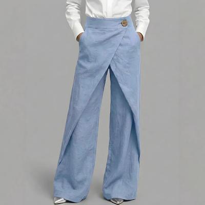 Women High Waisted Wide Leg Pants with Button Detail Casual Loose Fit Trousers