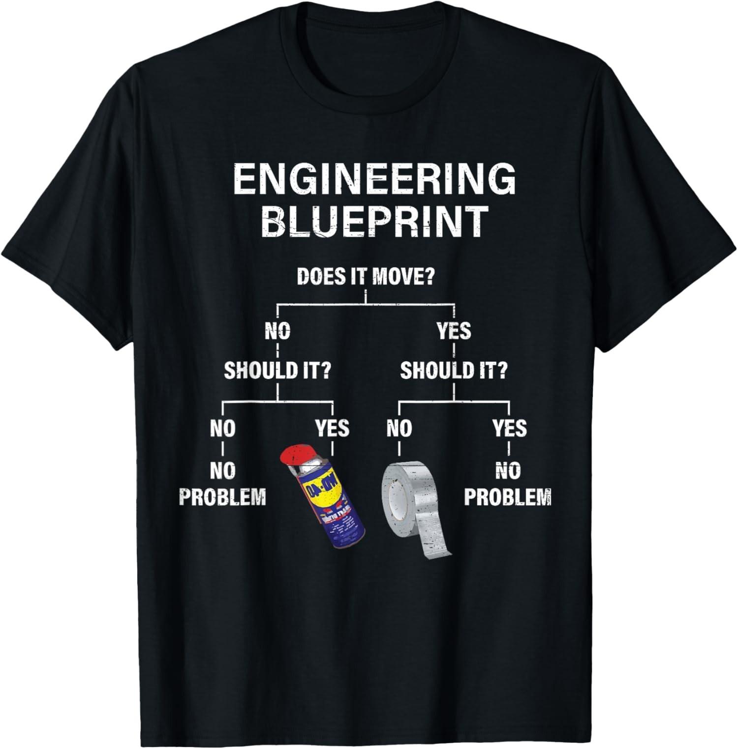 My Engineering Blueprint - Funny Engineer Design Unisex T-Shirt XL