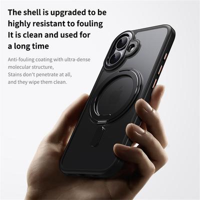 For iPhone 17 Case Compatible with MagSafe TPU+Acrylic+Metal Kickstand Matte Phone Cover