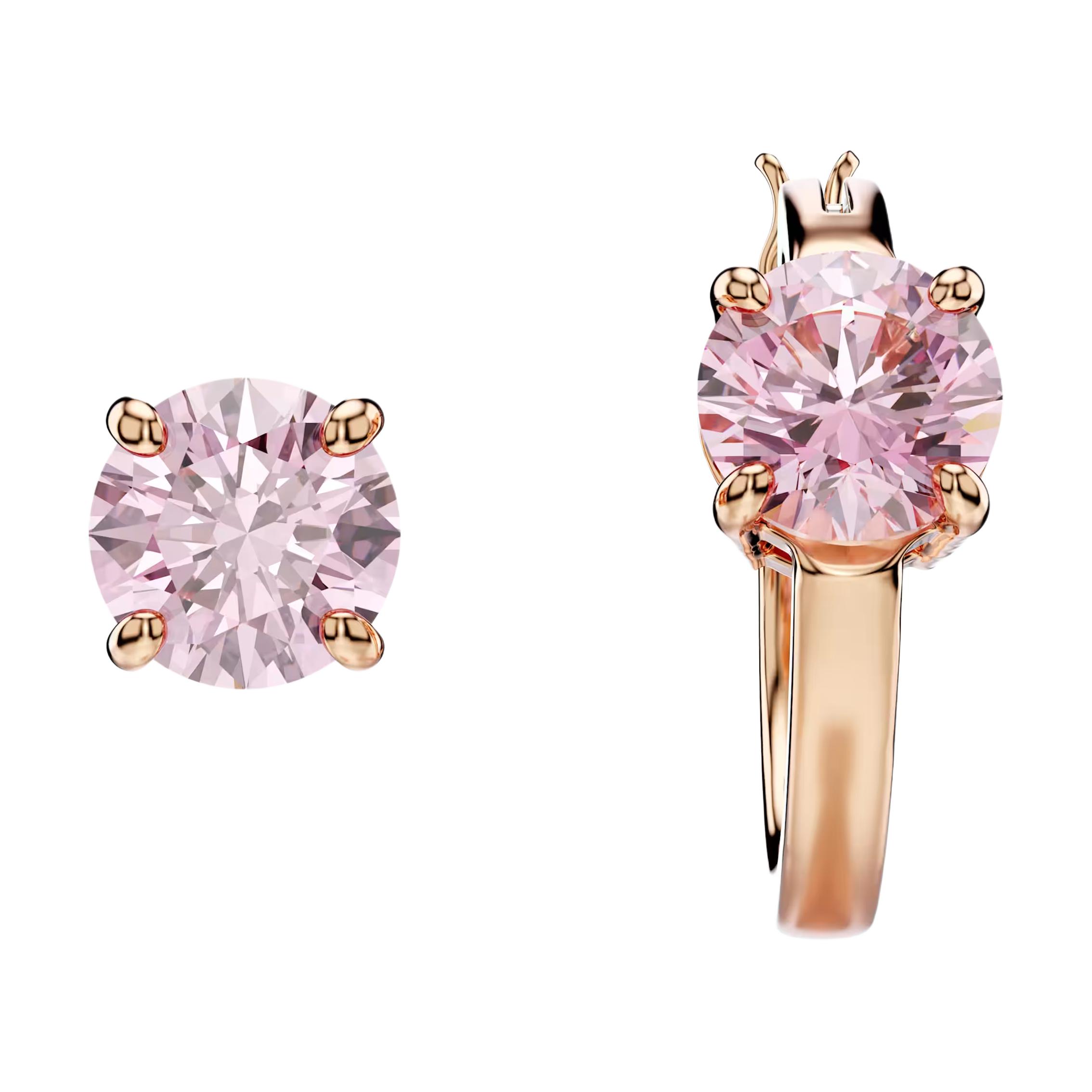 Swarovski Connexus Asymmetrical Design Cubic Zirconia Earrings Women earrings Pink 5691181 Box (Random Color)