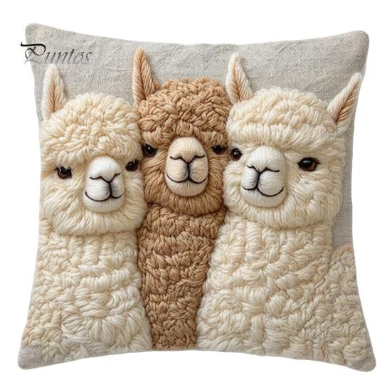 Funda de Cojín Decorativa para Ventanas Salientes, Funda de Cojín con Estampado de Alpaca, Funda para Cojín de Sofá con Cremallera Oculta, Fundas Lindas de Alpacas para Sofá, Sala de Estar,