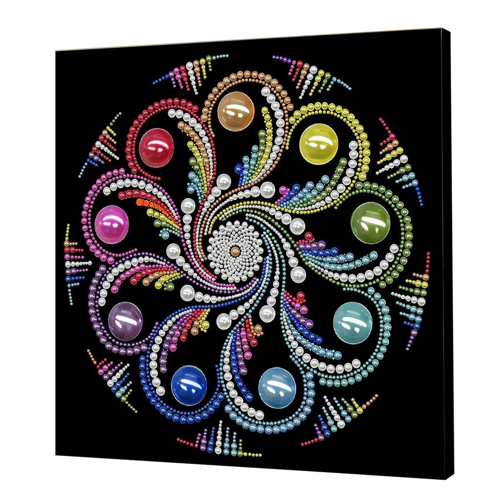 DIY Mandala Perlenpunktmalerei für Erwachsene/Anfänger Geschenk Heimdeko Perlen Edelstein Malereien Bild Kunsthandwerk 25x25cm Mit Rahmen