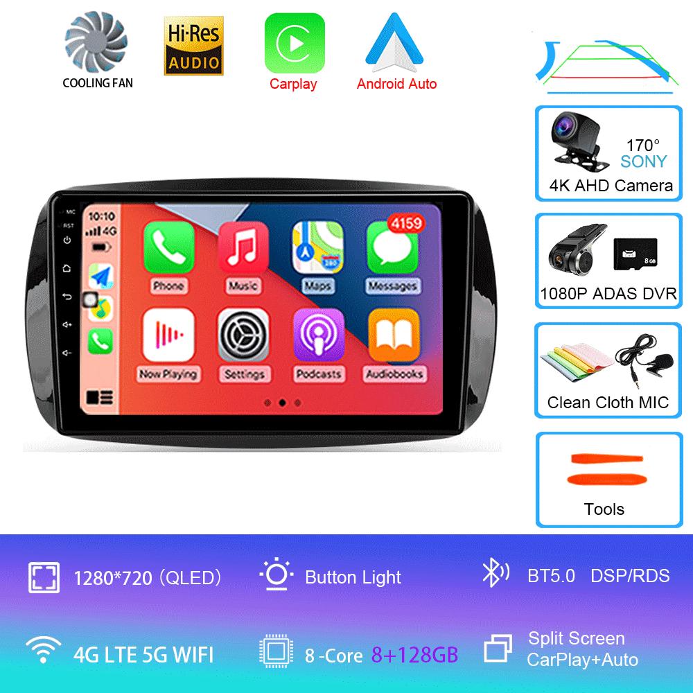 Car Radio Android 14 Carplay For Mercedes Benz Smart 453 Fortwo 2014 2015 2016 -2020 Multimedia Player Navigation GPS Stereo DSP