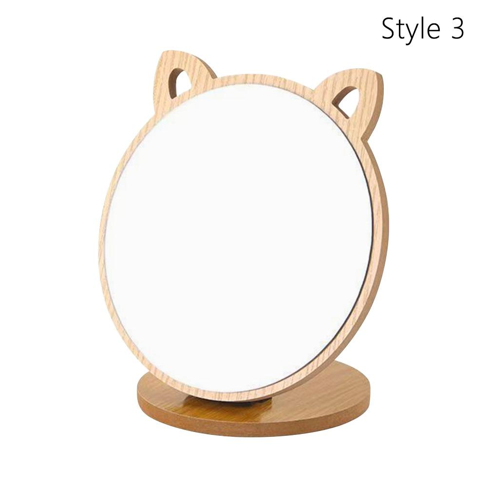 Simple Wooden Vanity Mirror Single Sided Folding Design Makeup Mirror Rotating HD Desktop Mirror Design Perfect for Home