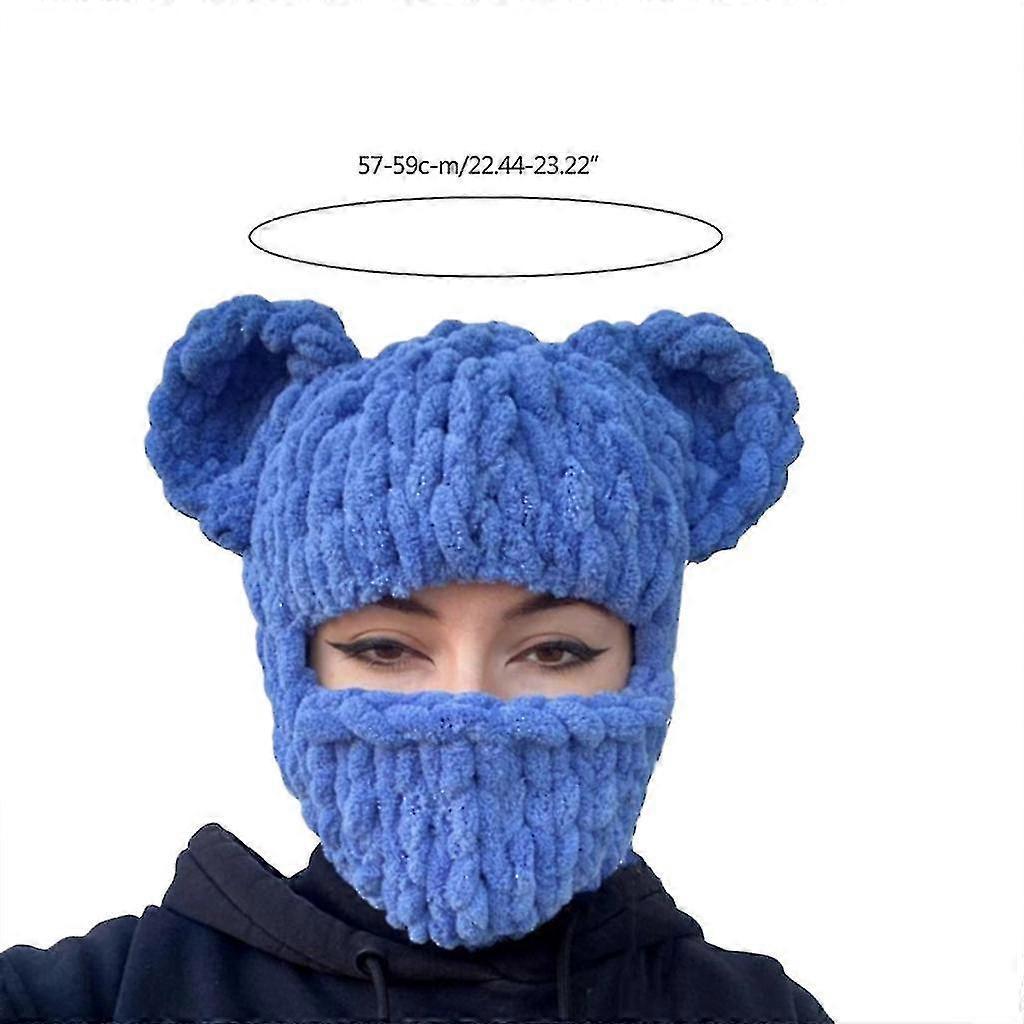 Halloween Balaclava Bear Ear Hat Scarf Bear Ear Balaclava Masquerade Halloween Party Hat Funny Hooded Beanie Mask J