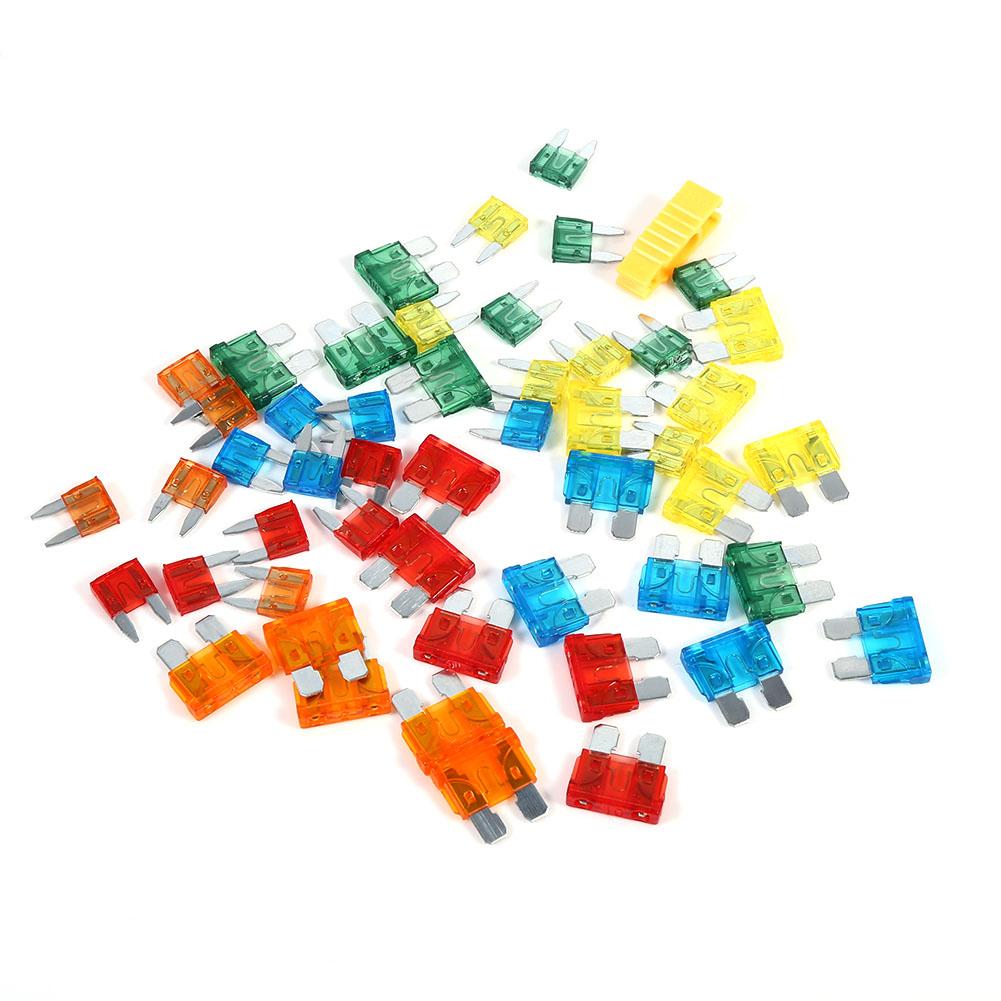 50pcs Assortment 5A 10A 15A 20A 30A Car Blade Fuse With Clip Auto Standard Mini Fuse