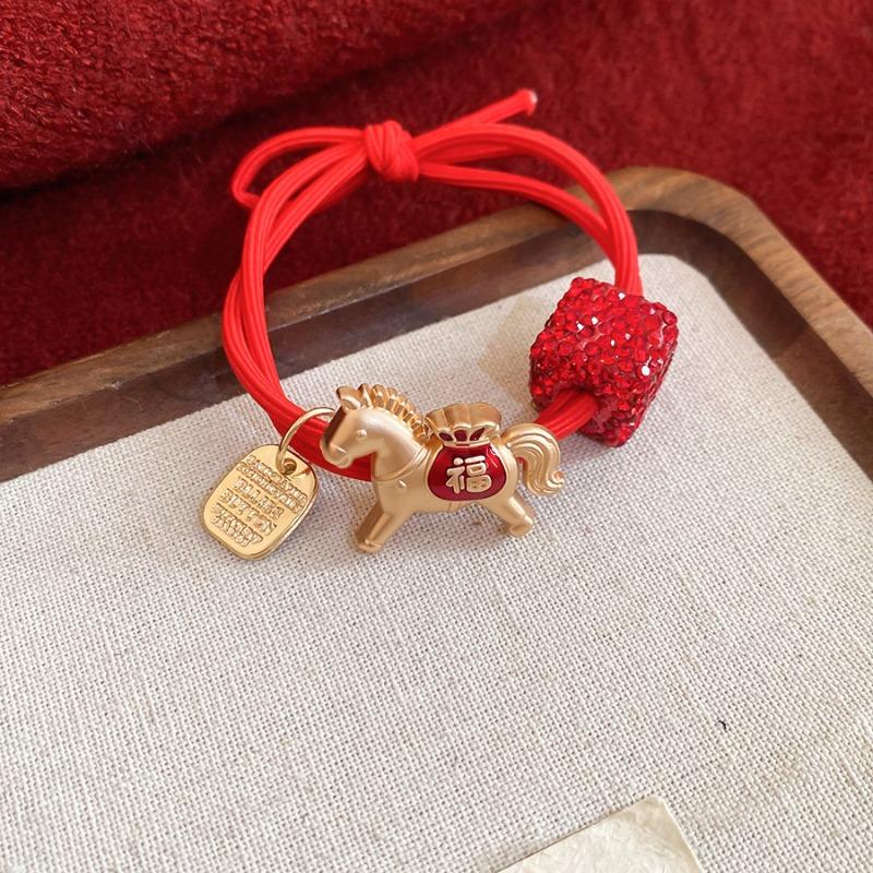 Natal year pony elastic hair band new Chinese retro temperament headrope ponytail hair rope light luxury high-end hair accessories women
