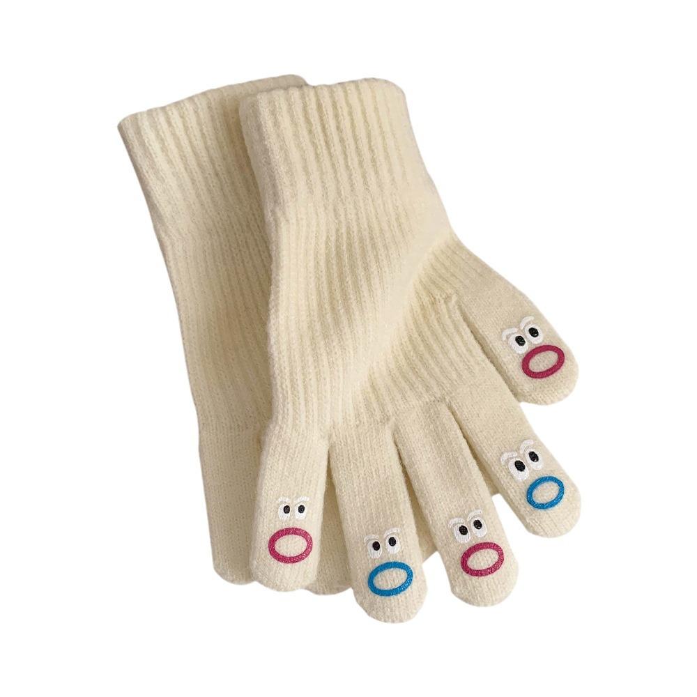 Cute and Ugly Knitted Woolen Gloves for Women In with Fingerless Touch Screen for Students To Keep Warm and Cold While Riding