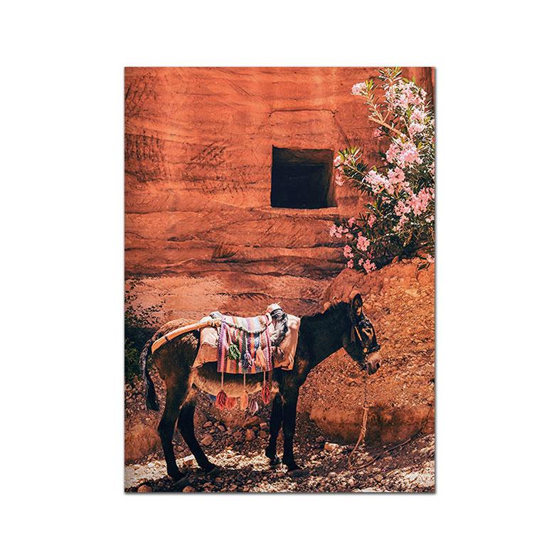 

Винтаж Марокко Архитектура Пустыня Верблюд Лошадь Плакат Фотографии Стены Искусства Отпечатки Холст Картины для Спальни Украшения Дома 70x100cm No Framed