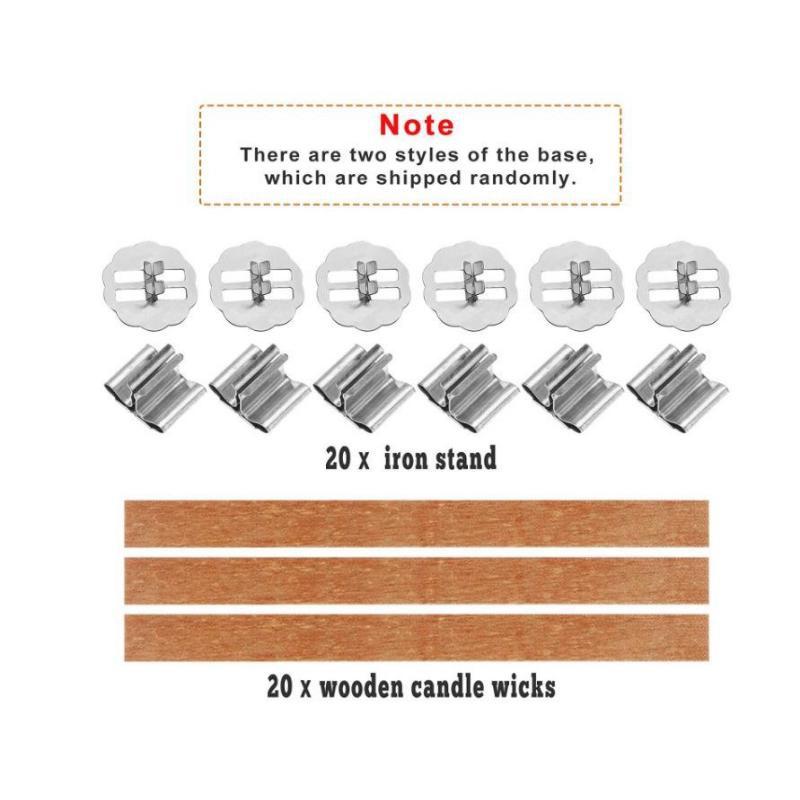 30 Pcs Candles Making Supplies Kit DIY Wooden Wicks Cores with Iron Base