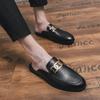 New Men Black White Metal Button Half Slippers Driving Shoes Male Casual Mules Moccasins Breathable Loafers Zapatos Hombre