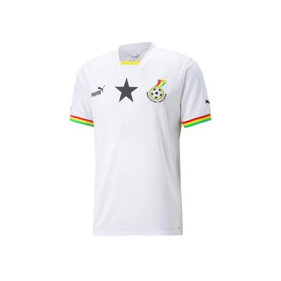 Puma Ghana Home 22/23 Replica Jersey Qatar World Cup Logo Print V-Neck Short Sleeve Football Shirt Men Jersey White 765780-01