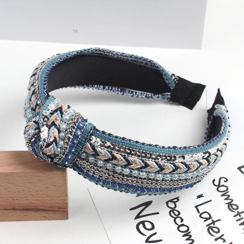 PROLY New Fashion Women Headband Center Knot Bohemia Hairband Adult Casual Shining Sequins Individuality Hair Accessories