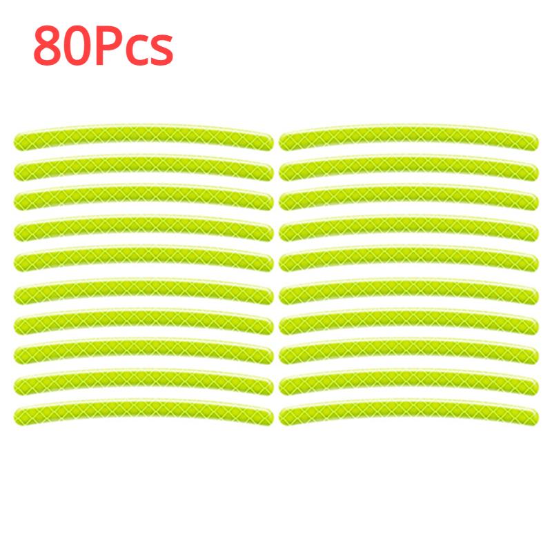 80Pcs Car Wheel Hub Reflective Sticker Night Safe Driving Tire Rim Luminous Decal Stickers Auto Motorcycle Styling Decor Decals