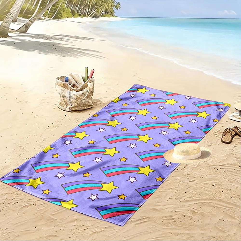 Colorful Shooting Stars Pattern Design Beach Towel Quick-drying for Travel Outdoor Sports Jogging Beach and Swimming