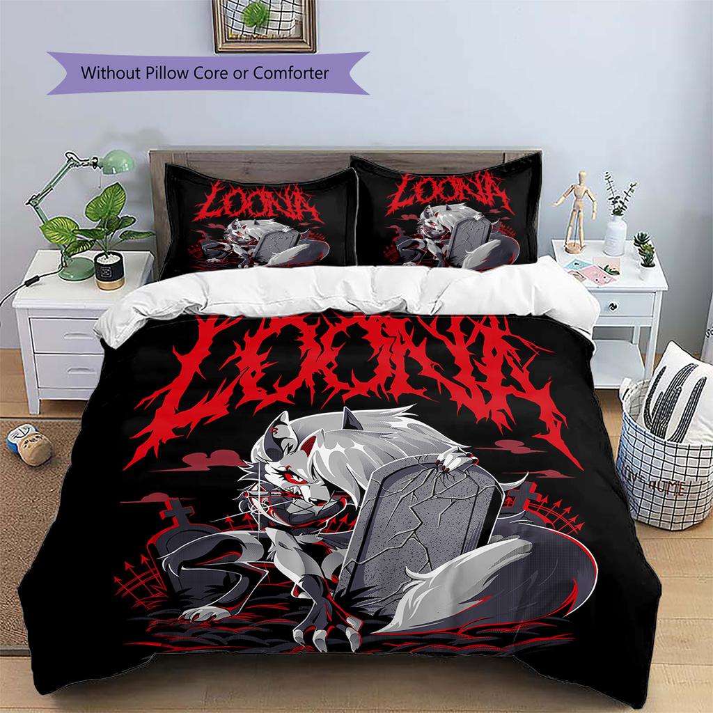 Loona Muster Bettwäsche Steppdecken-Set Heimdekoration Geschenk (1 Bettbezug + 2 Kissenbezüge (ohne Füllung))